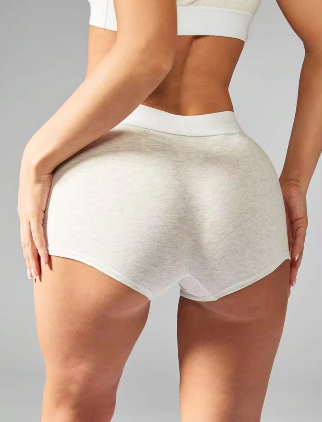 Missguided Women's Light Grey Marl Branded Band Boxer Shorts / Boybriefs